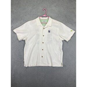 Tommy Bahama Shirt Mens XL‎ White NY Yankees MLB Embroidered Silk Button Up Rare